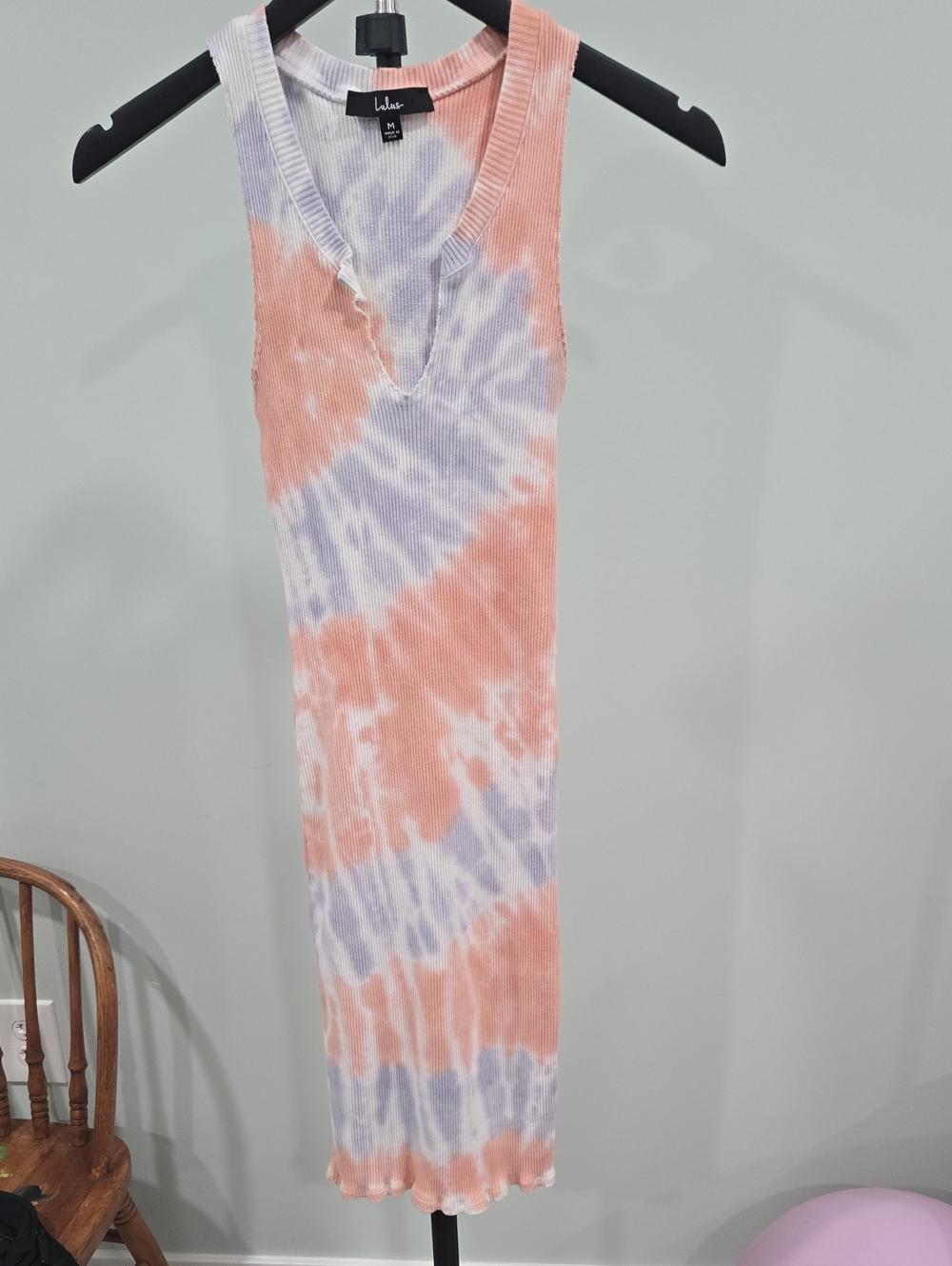 Lulu's Coral & Lavender Tie-Dye Ribbed Mini Dress